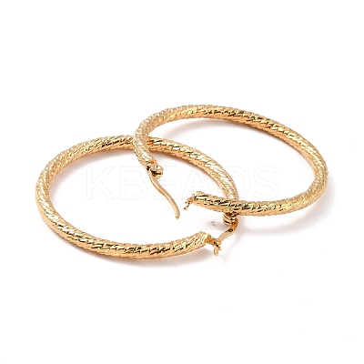 PVD Vacuum Plating 201 Stainless Steel Textured Hoop Earrings with 304 Stainless Steel Pin for Women EJEW-F280-18-G-1