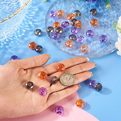 36Pcs 3 Styles Baking Paint Transparent Glass European Beads GPDL-TA0001-07-1