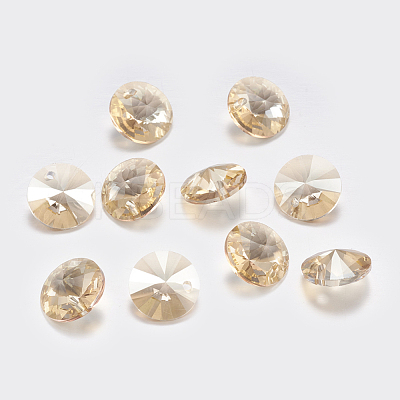 Faceted Glass Rhinestone Charms RGLA-F049-10mm-001GS-1