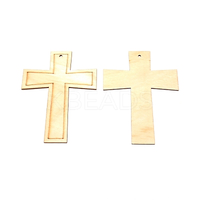 Wooden Hollow Cross Pendants WOOD-WH0026-04-1