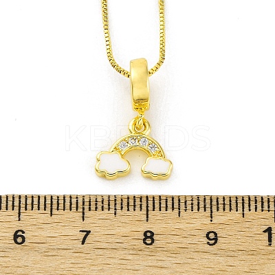 Brass Micro Pave Clear Cubic Zirconia Cloud Rainbow Pendant Necklaces NJEW-C071-02G-1
