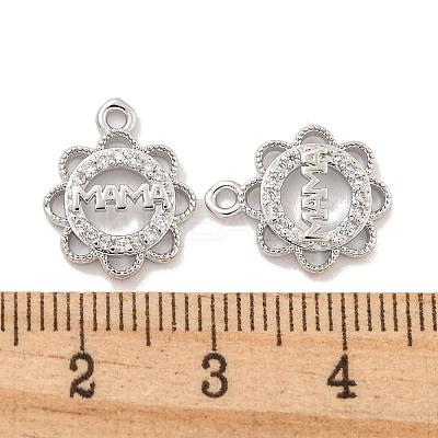 Mother's Day Brass Micro Pave Clear Cubic Zirconia Pendants KK-Z044-13P-1