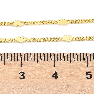 Brass Curb Chains with Heart Necklace for Women LS-NJEW-P265-36G-1