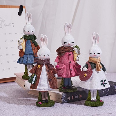 Resin Standing Rabbit Statue Bunny Sculpture Tabletop Rabbit Figurine for Lawn Garden Table Home Decoration ( Pink ) JX083A-1