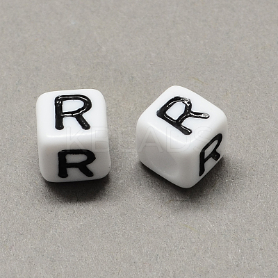 Large Hole Acrylic Letter European Beads SACR-Q103-7mm-01R-1