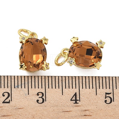 Brass Pave Cubic Zirconia Pendants KK-P325-16G-1