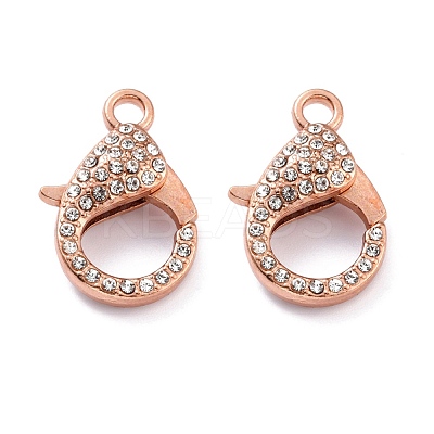 Alloy Rhinestone Lobster Claw Clasps PALLOY-L166-01-1