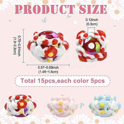 15Pcs 3 Colors Opaque Acrylic Beads SACR-YW0001-82-1