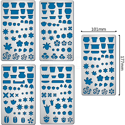 4Pcs 4 Style 304 Stainless Steel Cutting Dies Stencils DIY-BC0003-55-1
