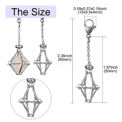 5Pcs Brass Braided Chain Pouch Empty Stone Holder Pendant Decorations HJEW-CJ0001-11P-1