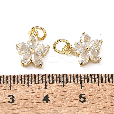 Brass Micro Pave Clear Cubic Zirconia Charms KK-F930-02G-1