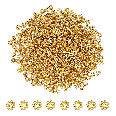 600Pcs Alloy Daisy Spacer Beads FIND-DC0005-31G-1