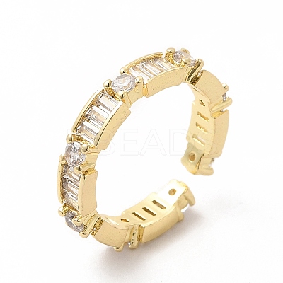 Cubic Zirconia Rectangle Open Cuff Ring KK-A180-41G-01-1