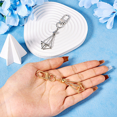 2Pcs 2 Colors Brass Empty Pouch Stone Holder for Keychain KEYC-TA0001-34-1