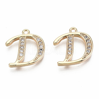 Brass Micro Pave Clear Cubic Zirconia Pendants X-KK-S360-053D-NF-1