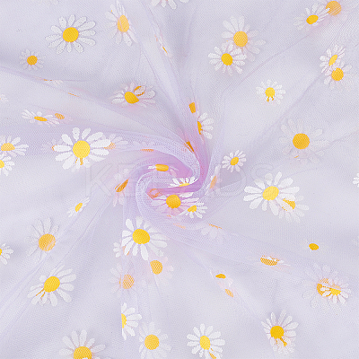 4 Yard Daisy Pattern Nylon Mesh Fabric AJEW-WH0314-459A-1