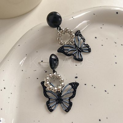 Enamel Butterfly Dangle Stud Earrings BUER-PW0001-002-1