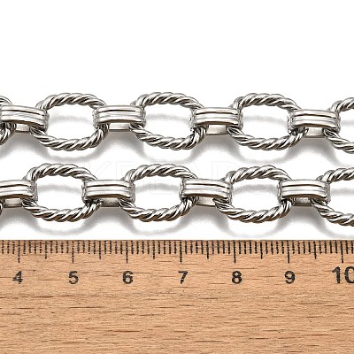 304 Stainless Steel Twisted Oval Link Chain Necklaces NJEW-R023-13P-1
