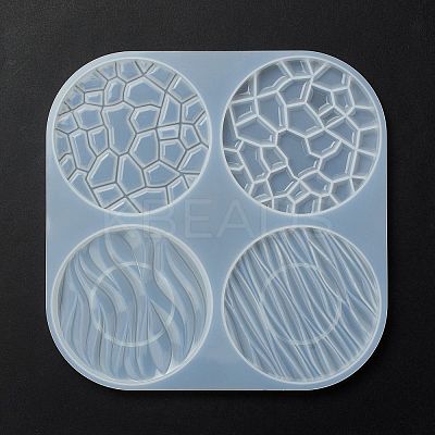 Flat Round with Water Ripple Cup Mat Silicone Molds DIY-L065-03-1