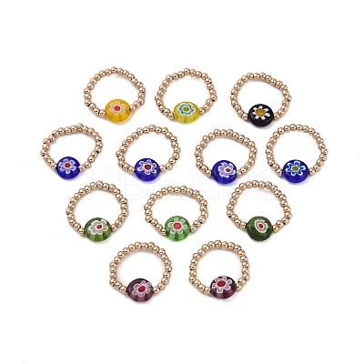 Daisy Knit Brass Beaded Ring Set for Best Friend Gift Vacation Vibe HZ5181-1