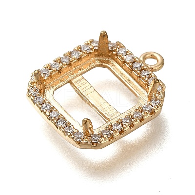 Rack Plating Brass Micro Pave Clear Cubic Zirconia Square Pendant Cabochon Settings For Fancy Stones LS-KK-NH0001-17KCG-1