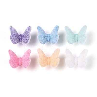 Flocking Opaque Acrylic Butterfly Beads OACR-T030-11M-1
