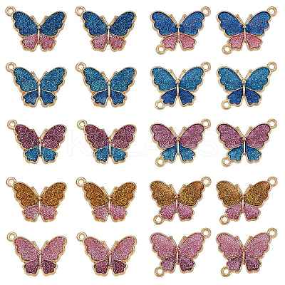 20Pcs Butterfly Alloy Enamel Pendants & Links Connectors JX228A-1