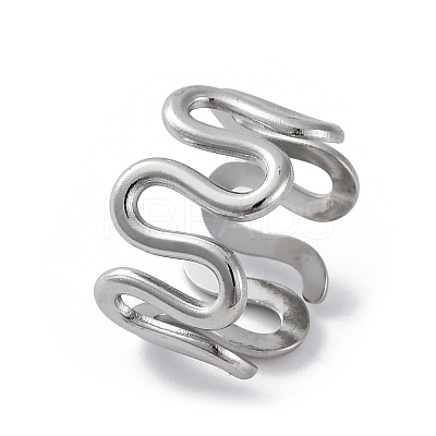 Wave 304 Stainless Steel Finger Rings for Women RJEW-F174-06P-1