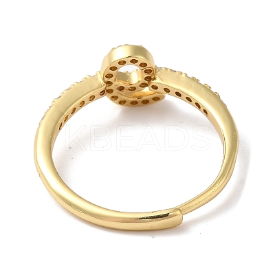Rack Plating Brass Cubic Zirconia Arabic Letters Adjustable Rings for Women RJEW-S407-10G-05-1