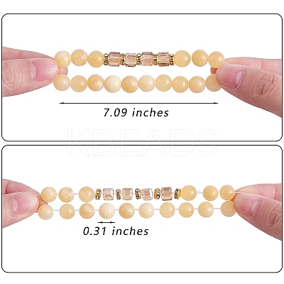 4Pcs 4 Style Natural Topaz Jade & Synthetic Citrine Stretch Bracelets Set with Glass Beaded BJEW-SW00105-07-1
