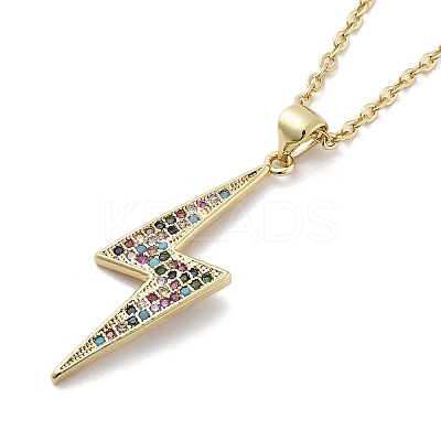Brass Micro Pave Colorful Cubic Zirconia Pendant Necklaces for Women NJEW-D305-03G-03-1