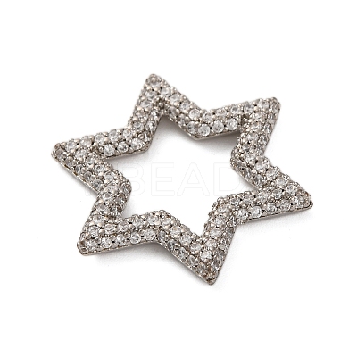 Rack Plating Brass Micro Pave Clear Cubic Zirconia Linking Rings KK-Z070-12P-01-1