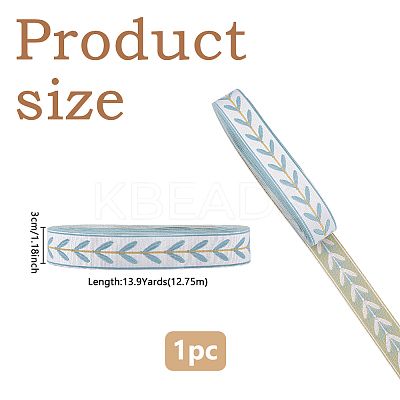 12.75M Polyester Leaf Pattern Ribbon OCOR-DC0001-28B-1