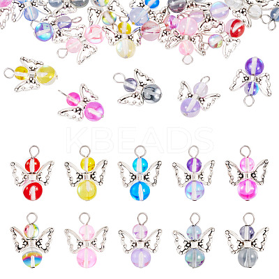 20Pcs Transparent Glass Pendants PALLOY-TAC0163-1