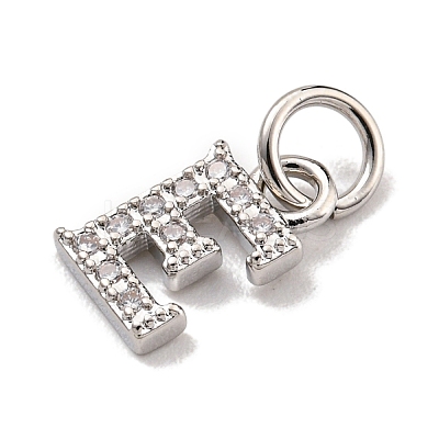 Initial Letter Brass with Cubic Zirconia Charms KK-Q814-26E-P-1