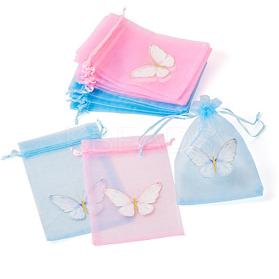 20Pcs 2 Colors Organza Drawstring Bags OP-TA0001-11-1