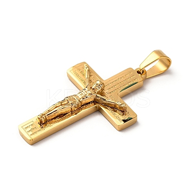 304 Stainless Steel Religion Jesus Cross Pendants STAS-F323-07G-1