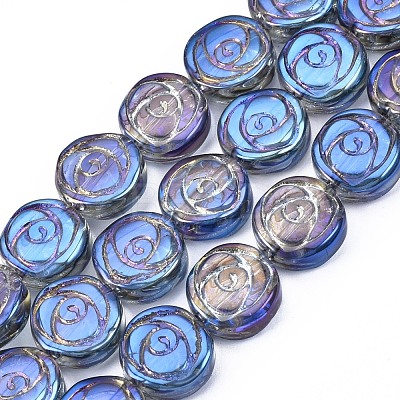 Electroplate Glass Beads Strands EGLA-N008-001-1