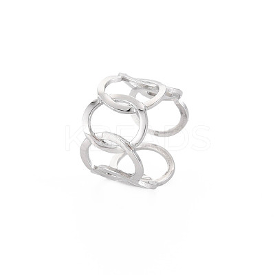 Non-Tarnish 304 Stainless Steel Interlocking Oval Open Cuff Ring RJEW-S405-147P-1
