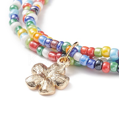 Adjustable Glass Bead Braided Beaded Bracelet BJEW-JB08951-1