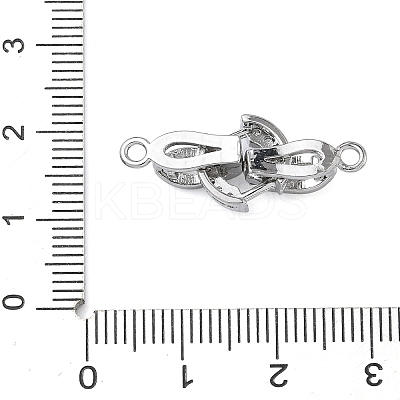 Ring Brass Micro Pave Clear Cubic Zirconia Fold Over Clasps KK-Z143-18P-1