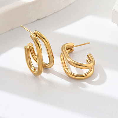 Geometric Outline Design 304 Stainless Steel Double-layer Stud Earrings for Women SL0180-1-1