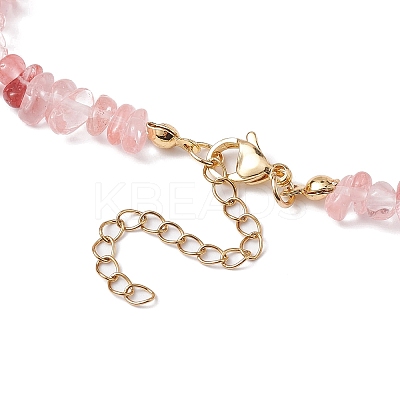 Synthetic Cherry Quartz Glass Chip Beaded Necklace NJEW-JN04616-01-1
