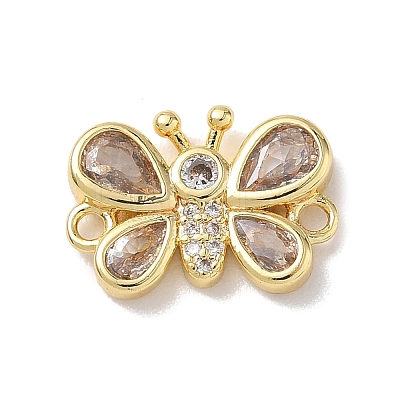Brass Pave Cubic Zirconia Butterfly Links Connector Charms KK-L268-028G-03-1