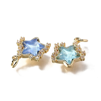 Brass Micro Pave Cubic Zirconia Charms KK-Q043-04G-1