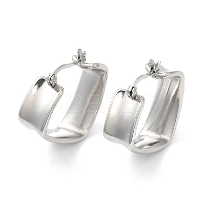 Non-Tarnish 304 Stainless Steel Rhombus Hoop Earrings EJEW-K244-22P-1