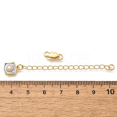 Brass ABS Imitation Pearl Ends with Chain KK-K398-10G-1