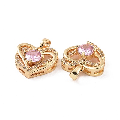 Brass Micro Pave Cubic Zirconia Pendants KK-E068-VC452-1