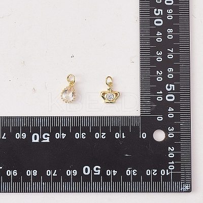 16Pcs 8 Style Brass Micro Pave Cubic Zirconia Charms KK-SZ0006-15-1