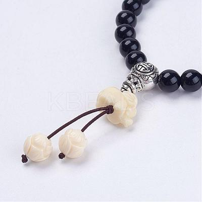 Natural Obsidian Mala Bead Bracelets BJEW-JB03023-1